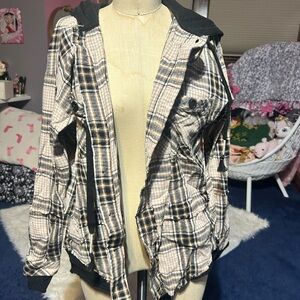 BKE Black and Tan Plaid Utility Jacket